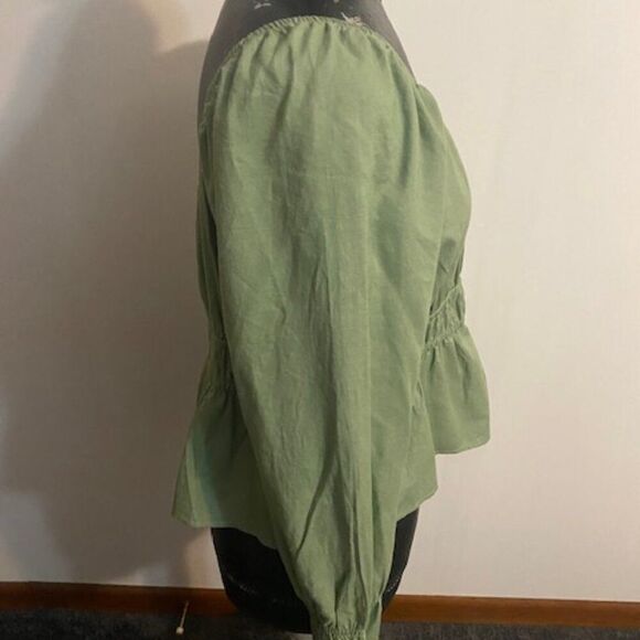 Daisy & Deliah Sage Green Larisa Peplum top, size XL - Picture 2 of 5